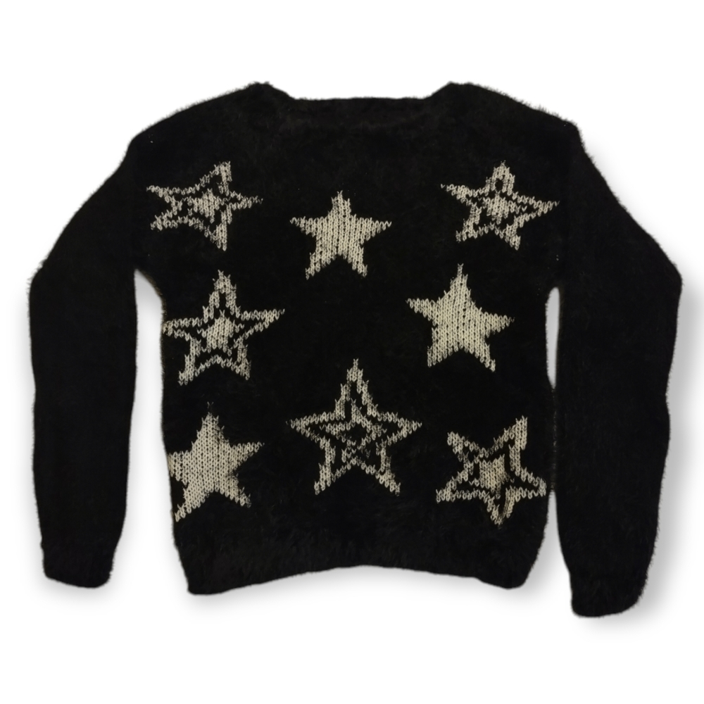 Juicy Couture little girls star fuzzy fluffy eyelash sweater black size S